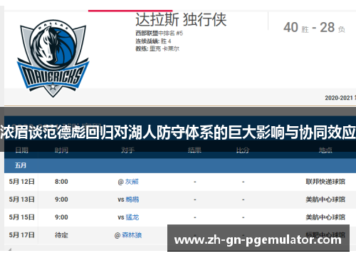 浓眉谈范德彪回归对湖人防守体系的巨大影响与协同效应
